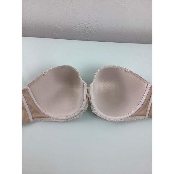 VS Dream Angel Strapless Multi Way Lace Wired Nude bra SZ 38DD or 38E EUC - Picture 7 of 12